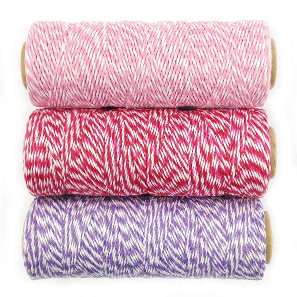 Wrapables Cotton Baker's Twine 4ply 330 Yards (Set of 3 Spools x 110 Yards) for Gift Wrapping, Party Decor, and Arts and Craft (Pink, Red & Hot Pink, Lavender)