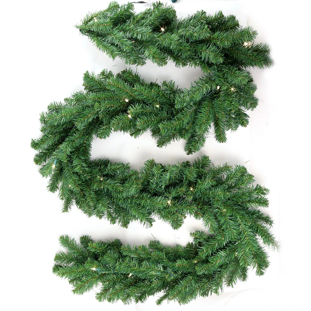 Set of 2: 9ft Pre-Lit Northern Spruce Pine Garland | 240 Lifelike Tips & 50 Plug-In Lights | Indoor Use | Holiday Decor | Table & Mantel | Christmas Garlands | Home & Office Decor