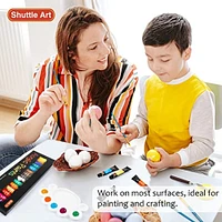 Shuttle Art 47 Pack Acrylic Paint Set, 15 Colors (12ml Each, 2Pack) Acrylic Paint with 10 Brushes Painting Canvas Knife Palette Sponge, Complete Gift Set for Kids, Adults Painting Canvas, RockCeramic