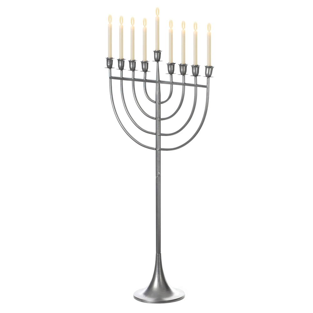 Vintiquewise Modern Solid Metal Judaica Hanukkah Menorah 9 Branched Candelabra