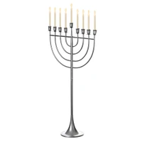 Vintiquewise Modern Solid Metal Judaica Hanukkah Menorah 9 Branched Candelabra