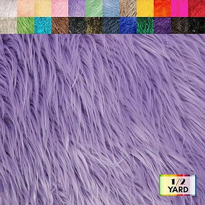 FabricLA Shaggy Faux Fur by The Yard | 18" x 60" | Craft & Hobby Supply for DIY Coats, Home Decor, Apparel, Vests, Jackets, Rugs, Throw Blankets, Pillows | Lavender, Half Yard