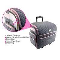 Deluxe Rolling Sewing Case, Pink & Grey