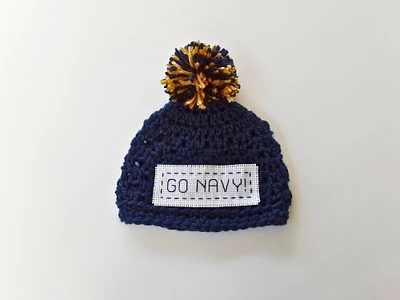 Go Navy Baby Hat, Navy Baby Hat, Crochet Baby Hat, Baby Boy Hat, Baby Girl Hat, Newborn Photo, Navy Photo Prop, Winter Hat, Baby Hat