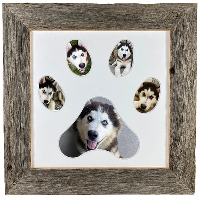 Rustic Farmhouse Paw Collage Series Reclaimed Wood Picture Frame with 5 Openings
