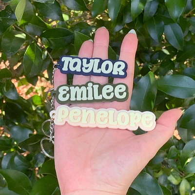 Retro and Funky Personalized Name Keychain