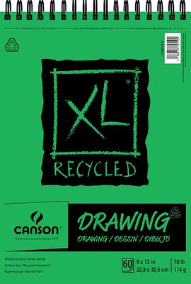 Canson Xl Recycled Spiral Drawing Paper Pad 9"X12"-60 Sheets