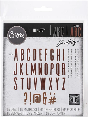 Sizzix Thinlits Dies By Tim Holtz 65/Pkg-Alphanumeric, Classic Upper