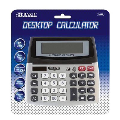 12-Digit Dual Power Desktop Calculator With Adjustable Display