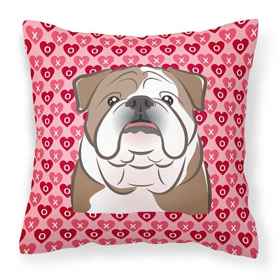 "Caroline's Treasures English Bulldog Hearts Fabric Decorative Pillow, 14Hx14W"", Multicolor"