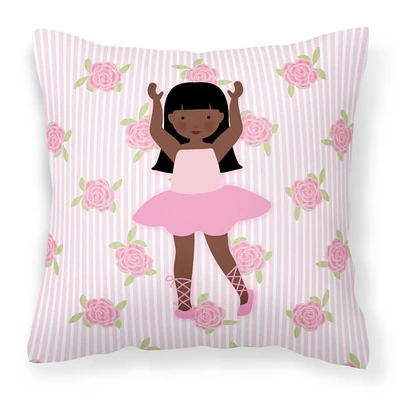 "Caroline's Treasures Ballerina African American Long Hair Fabric Decorative Pillow, 14Hx14W, Multicolor"