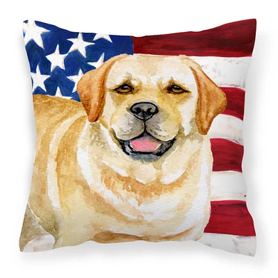 "Caroline's Treasures BB9664PW1414 Golden Retriever Patriotic Outdoor Canvas Pillow, USA American Flag"