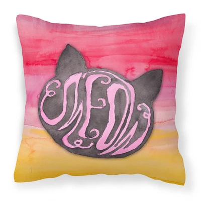 "Caroline's Treasures BB7358PW1818 Cat Face Meow Watercolor Outdoor Canvas Pillow, Multicolor"