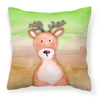 "Caroline's Treasures BB7435PW1818 Deer Watercolor Outdoor Canvas Pillow, Multicolor"