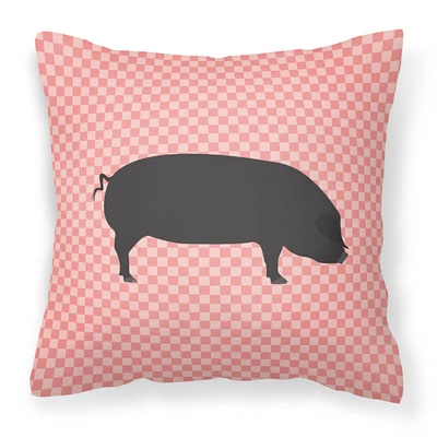 "Caroline's Treasures BB7931PW1414 Devon Large Black Pig Pink Check Outdoor Canvas Fabric Decorative Pillow, 14"" x 3"" x 14"""