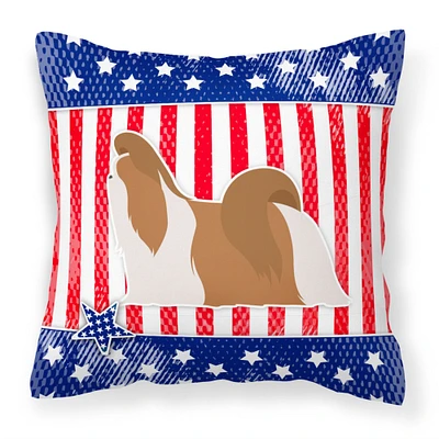 "Caroline's Treasures BB3346PW1818 USA Patriotic Shih Tzu Fabric Decorative Pillow, 18"" x 18"", Multicolor"
