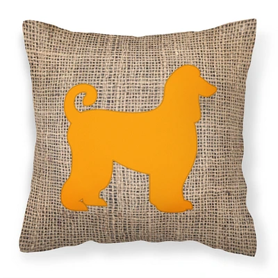 "Caroline's Treasures Afghan Hound Burlap & Orange Canvas Fabric Decorative Pillow, 14"" x 14"", Multicolor"