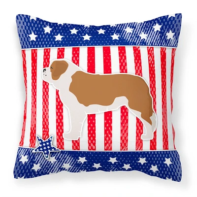 "Caroline's Treasures USA Patriotic Saint Bernard Fabric Decorative Pillow BB3376PW1414, 14Hx14W, Multicolor"