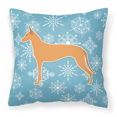 "Caroline's Treasures Winter Snowflake Pharaoh Hound Fabric Decorative Pillow BB3488PW1414, 14Hx14W, Multicolor"