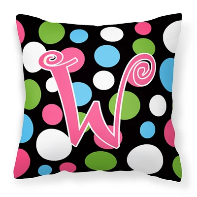 "Caroline's Treasures CJ1038-WPW1414 Monogram Initial W Polka Dots and Pink Fabric Pillow, Large, Multicolor"