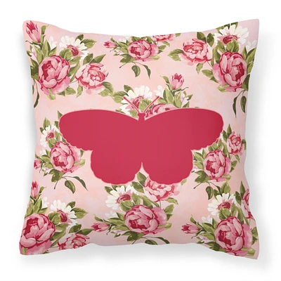 "Caroline's Treasures BB1052-RS-PK-PW1414 Butterfly Shabby Chic Pink Roses Pillow, 14"" x 14"", Multicolor"