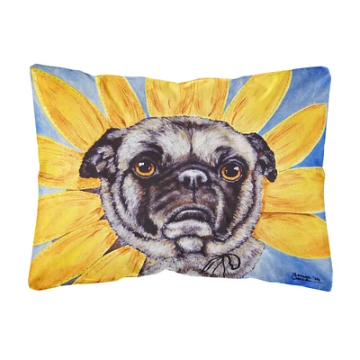 "Caroline's Treasures Sunflower Pug Fabric Decorative Pillow, 12"" x 16"", Multicolor"