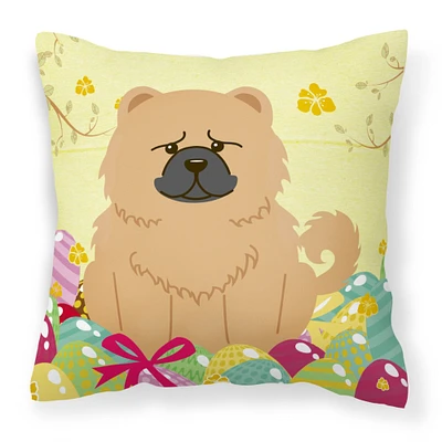 "Caroline's Treasures BB6144PW1818 Easter Eggs Chow Chow Cream Fabric Decorative Pillow, 18 x 18"", Multicolor"