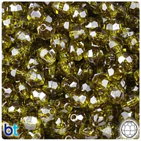 BeadTin Avocado Transparent 8mm Faceted Round Plastic Craft Beads (450pcs)