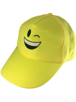 Adults Winking And Smiling Emoticon Emoji Baseball Hat Costume Accessory
