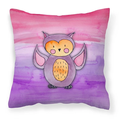 "Caroline's Treasures BB7428PW1414 Pink and Purple Owl Watercolor Outdoor Canvas Pillow, Multicolor"