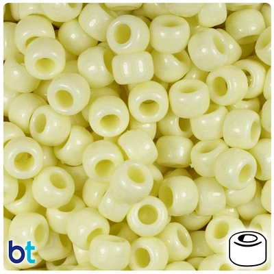BeadTin Buttermilk Opaque 9mm Barrel Plastic Pony Beads (500pcs)