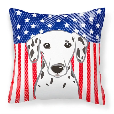 "Caroline's Treasures BB2140PW1414 American Flag & Dalmatian Fabric Decorative Pillow, 14"" x 14"", Multicolor"