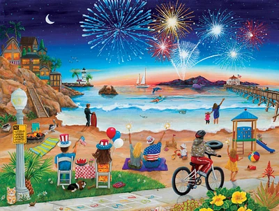 Sunsout July Beach 500 pc  Fourth of July Jigsaw Puzzle 32757