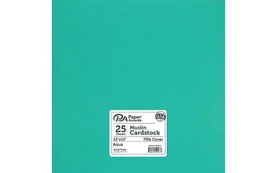 PA Paper Accents Textured Cardstock 12" x 12" Aqua, 73lb colored cardstock paper for card making, scrapbooking, printing, quilling and crafts, 25 piece pack