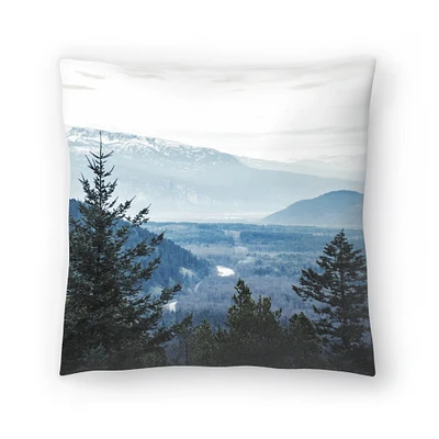 Navy Blue Foggy Trees Throw Pillow Americanflat Decorative Pillow