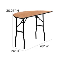 Emma and Oliver 4-Foot Half-Round Wood Folding Banquet Table