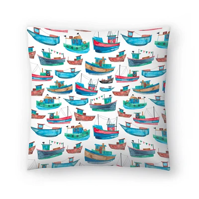 Fishing Boats by Elena ONeill Americanflat Decorative Pillow