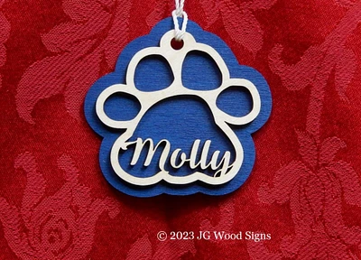 Dog Name Christmas Ornaments Gift Layered Wood JGWoodSigns Ornament MollyB6