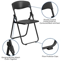 Emma and Oliver 2 Pack Commercial Event Plastic Folding Chair with Ganging Brackets