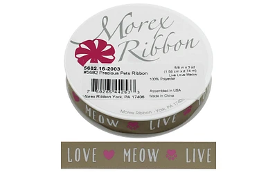 Morex Ribbon Precious Pet 5/8"x3yd Live Love Meow