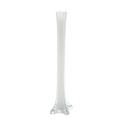 CC Home Furnishings 16" White Tower Tabletop Hand Blown Glass Vase