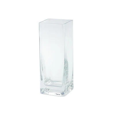 CC Home Furnishings 8" Clear Square Thick Glass Pillar Candle Holder