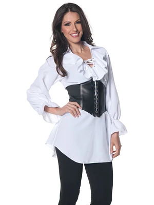 Women's White Pirate Laced Front Costume Blouse
