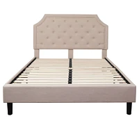 Merrick Lane Provence Platform Bed with Slatted Support Contemporary Tufted Upholstery with Accent Nail Trim