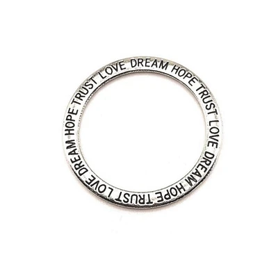4, 20 or 50 Pieces: Dream Hope Trust Love Affirmation Circle Connector Charms