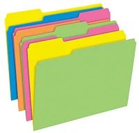 Pendaflex Twisted Glow File Folders, Letter Size, 3 Tab, Assorted Colors, Pack of 24