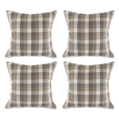 Contemporary Home Living Stone Check Outdoor Patio Throw Pillow Covers - 18" - Set of 4