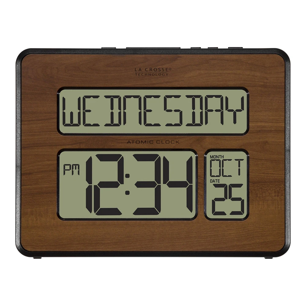 La Crosse Technology 9.75" Brown and Black Atomic Digital Wall Clock