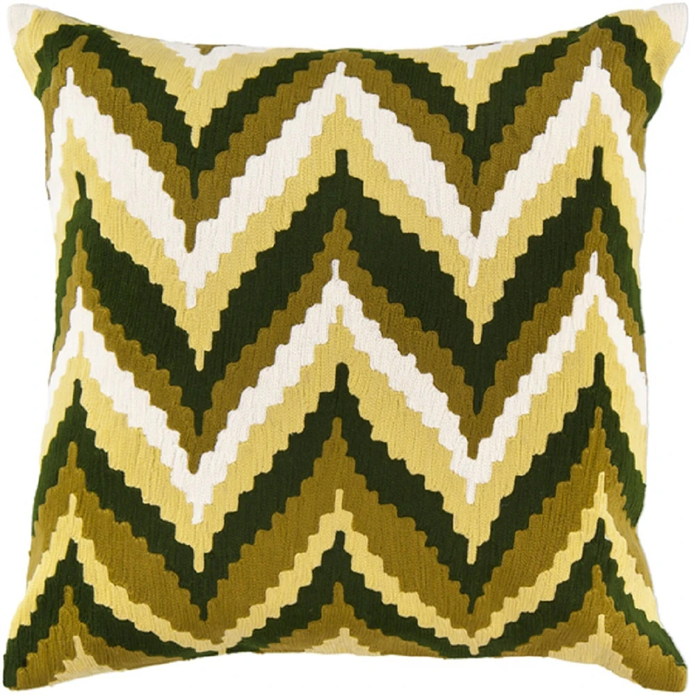 Tiwari Home 18" Espresso Brown and Hunter Green Chevron Square Throw Pillow