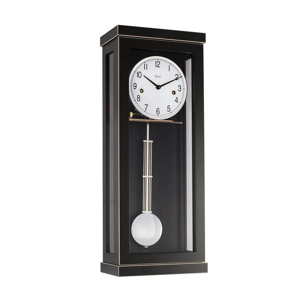 Hermle 22" Black and White Rectangular Regulator Pendulum Wall Clock